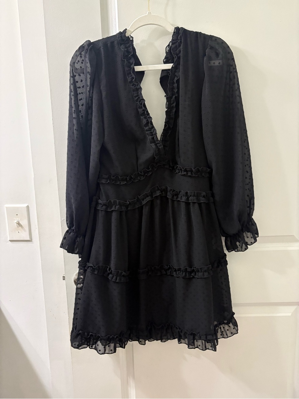 Amazon Black Ruffle V-Neck Tiered Mini Dress